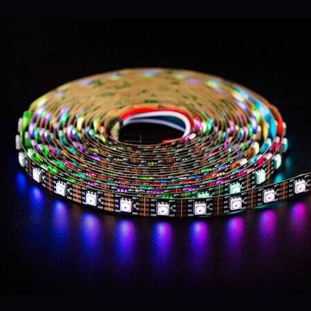 Epoksi 12V WS2815 RGB5050 Siyah SMD LED Şerit 60 LED/Metre Esnek 5 Metrelik Makara IP65 - 2