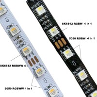 Epoksi 5V SK6812 RGBCW 5050 Siyah SMD LED Şerit 60 LED/Metre Esnek 5 Metrelik Makara IP65 - 4