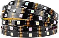 Epoksi 5V SK9822 APA102C RGB5050 Siyah SMD LED Şerit 30 LED/Metre Esnek 5 Metrelik Makara IP65 - 1