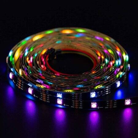 Epoksi 5V SK9822 APA102C RGB5050 Siyah SMD LED Şerit 30 LED/Metre Esnek 5 Metrelik Makara IP65 - 2