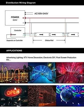 Epoksi 5V SK9822 APA102C RGB5050 Siyah SMD LED Şerit 60 LED/Metre Esnek 5 Metrelik Makara IP65 - 3