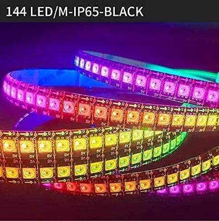 Epoksi 5V SK9822 APA102C RGB5050 Siyah SMD LED Şerit 60 LED/Metre Esnek 5 Metrelik Makara IP65 - 4