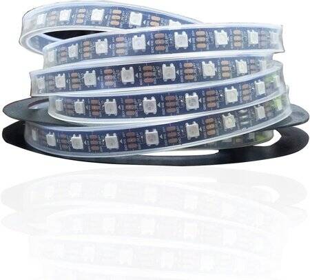 Epoksi 5V WS2812B RGB5050 Siyah SMD LED Şerit 30 LED/Metre Esnek 5 Metrelik Makara IP65 - 1