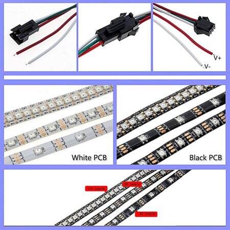 Epoksi 5V WS2812B RGB5050 Siyah SMD LED Şerit 30 LED/Metre Esnek 5 Metrelik Makara IP65 - 5