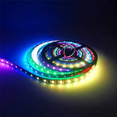 Epoksi 5V WS2812B RGB5050 Siyah SMD LED Şerit 60 LED/Metre Esnek 5 Metrelik Makara IP65 - 1