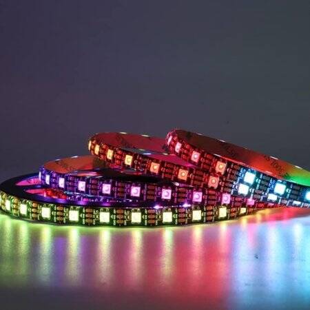Epoksi 5V WS2812B RGB5050 Siyah SMD LED Şerit 60 LED/Metre Esnek 5 Metrelik Makara IP65 - 4
