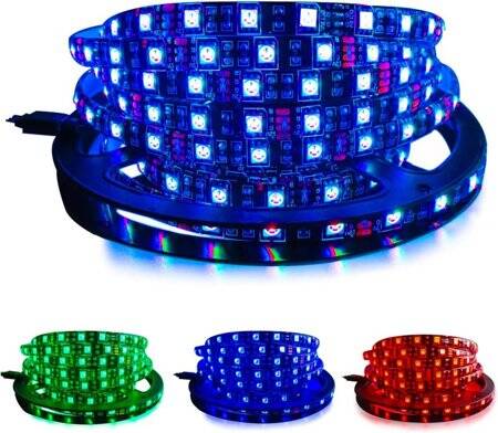 Epoksi 5V WS2813B RGB5050 Siyah SMD LED Şerit 60 LED/Metre Esnek 5 Metrelik Makara IP65 - 5