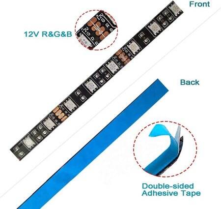 Epoxy 12V WS2811 RGB5050 Black SMD LED Strip 96 LED/Meter Flexible 5M/Roll IP65 - 4
