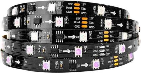Epoxy 12V WS2811 RGB5050 White SMD LED Strip 48 LED/Meter Flexible 5M/Roll IP65 - 1