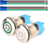 Flat Head 12mm 110-220V Waterproof Self-Locking Metal Push Button Switch With Green Led Light And Switch Socket Button Connector - 1
