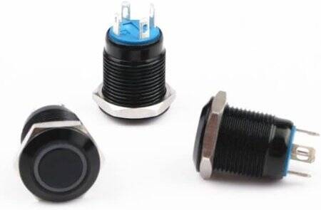 Flat Head 12mm 110-220V Waterproof Self-Locking Metal Push Button Switch With Yellow Led Light - 2