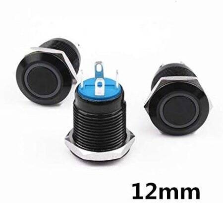 Flat Head 12mm 110-220V Waterproof Self-Locking Metal Push Button Switch With Yellow Led Light - 3