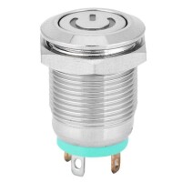 Flat Head 12mm 12-24V Waterproof Momentary Self-Reset Metal Push Button Switch With Red Led Light - 1