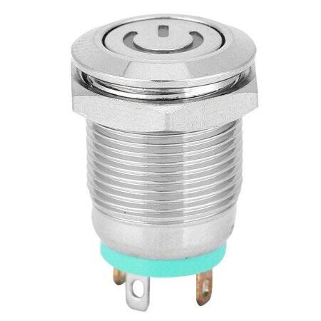 Flat Head 12mm 12-24V Waterproof Momentary Self-Reset Metal Push Button Switch With Red Led Light - 1