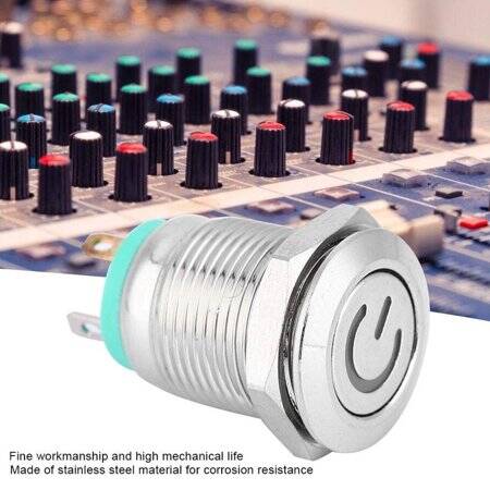 Flat Head 12mm 12-24V Waterproof Momentary Self-Reset Metal Push Button Switch With Red Led Light - 2