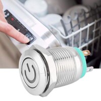 Flat Head 12mm 12-24V Waterproof Momentary Self-Reset Metal Push Button Switch With Red Led Light - 3