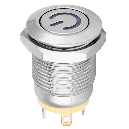 Flat Head 12mm 12-24V Waterproof Momentary Self-Reset Metal Push Button Switch With Yellow Led Light - 4