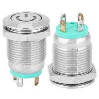 Flat Head 12mm 12-24V Waterproof Self-Locking Metal Push Button Switch With Green Led Light - 4