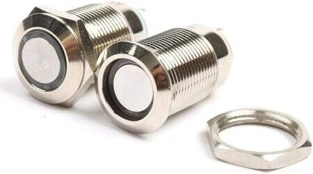 Flat Head 12mm 3-6V Waterproof Self-Locking Metal Push Button Switch With White Led Light - 2