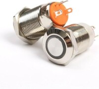 Flat Head 12mm 3-6V Waterproof Self-Locking Metal Push Button Switch With White Led Light - 3