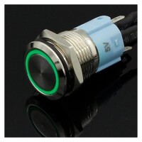 Flat Head 16mm 110-220V Waterproof Momentary Self-Resert Metal Push Button Switch With Blue Led Light And Switch Socket Button Connector - 3