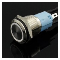 Flat Head 16mm 110-220V Waterproof Momentary Self-Resert Metal Push Button Switch With Blue Led Light And Switch Socket Button Connector - 4