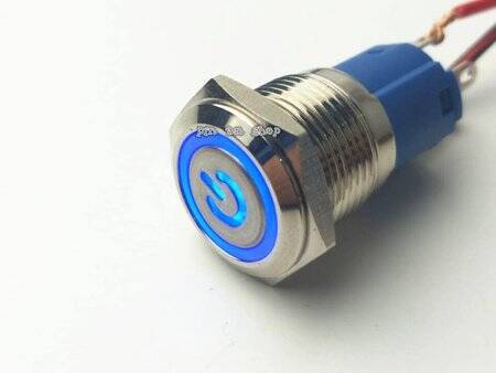 Flat Head 16mm 110-220V Waterproof Momentary Self-Resert Metal Push Button Switch With Yellow Led Light And Switch Socket Button Connector - 1
