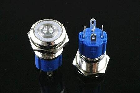 Flat Head 16mm 110-220V Waterproof Momentary Self-Resert Metal Push Button Switch With Yellow Led Light And Switch Socket Button Connector - 3