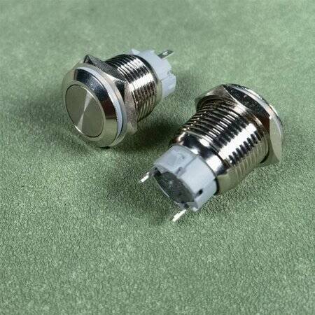 Flat Head 16mm 110-220V Waterproof Self-Locking Metal Push Button Switch With Red Led Light And Switch Socket Button Connector - 2