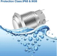 Flat Head 16mm 110-220V Waterproof Self-Locking Metal Push Button Switch With Red Led Light And Switch Socket Button Connector - 4