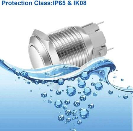 Flat Head 16mm 110-220V Waterproof Self-Locking Metal Push Button Switch With Red Led Light And Switch Socket Button Connector - 4