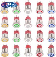 Flat Head 16mm 110-220V Waterproof Self-Locking Metal Push Button Switch With White Led Light - 2
