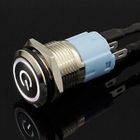 Flat Head 16mm 12-24V Waterproof Momentary Self-Resert Metal Push Button Switch With Red Led Light And Switch Socket Button Connector - 4