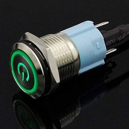 Flat Head 16mm 12-24V Waterproof Momentary Self-Resert Metal Push Button Switch With Red Led Light And Switch Socket Button Connector - 5