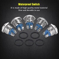 Flat Head 16mm 12-24V Waterproof Momentary Self-Resert Metal Push Button Switch With Yellow Led Light And Switch Socket Button Connector - 2