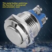 Flat Head 16mm 12-24V Waterproof Momentary Self-Resert Metal Push Button Switch With Yellow Led Light And Switch Socket Button Connector - 4