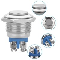 Flat Head 16mm 12-24V Waterproof Momentary Self-Resert Metal Push Button Switch With Yellow Led Light And Switch Socket Button Connector - 5
