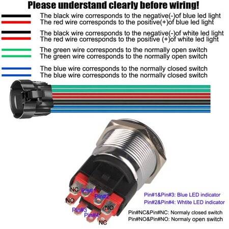 Flat Head 16mm 12-24V Waterproof Self-Locking Metal Push Button Switch With Red Led Light And Switch Socket Button Connector - 3