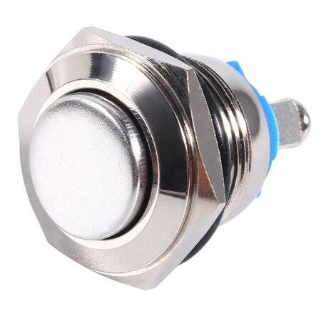 Flat Head 16mm 12-24V Waterproof Self-Locking Metal Push Button Switch With Yellow Led Light And Switch Socket Button Connector - 1