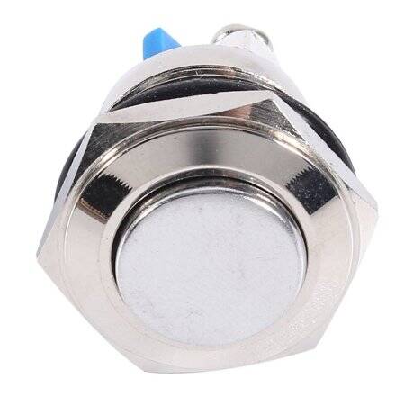Flat Head 16mm 12-24V Waterproof Self-Locking Metal Push Button Switch With Yellow Led Light And Switch Socket Button Connector - 2