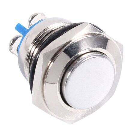 Flat Head 16mm 12-24V Waterproof Self-Locking Metal Push Button Switch With Yellow Led Light And Switch Socket Button Connector - 3