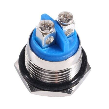 Flat Head 16mm 12-24V Waterproof Self-Locking Metal Push Button Switch With Yellow Led Light And Switch Socket Button Connector - 5