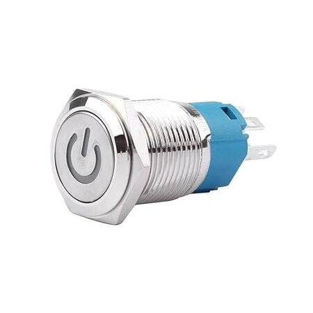 Flat Head 16mm 3-6V Waterproof Momentary Self-Reset Metal Push Button Switch With White Led Light - 1