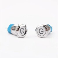 Flat Head 16mm 3-6V Waterproof Momentary Self-Reset Metal Push Button Switch With White Led Light - 3