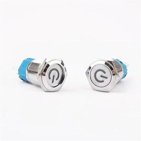 Flat Head 16mm 3-6V Waterproof Momentary Self-Reset Metal Push Button Switch With White Led Light - 3
