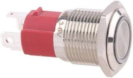 Flat Head 16mm 3-6V Waterproof Self-Locking Metal Push Button Switch With Green Led Light - 1