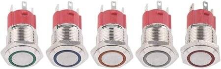 Flat Head 16mm 3-6V Waterproof Self-Locking Metal Push Button Switch With Green Led Light - 4