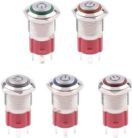 Flat Head 16mm 3-6V Waterproof Self-Locking Metal Push Button Switch With Green Led Light - 5