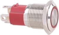 Flat Head 16mm 3-6V Waterproof Self-Locking Metal Push Button Switch With Red Led Light - 1