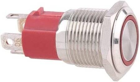 Flat Head 16mm 3-6V Waterproof Self-Locking Metal Push Button Switch With Red Led Light - 1
